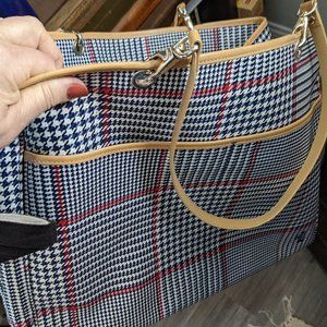 Ralph Lauren Womens Shoulder Bag Tote Classic RWB Houndstooth 12x15x5" LIKE NEW